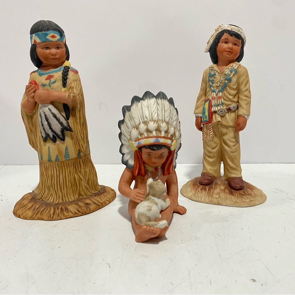 3! Gregory Perillo Sagebrush Kids Blue Spruce Ceramic Figurine 1982-1985 signed